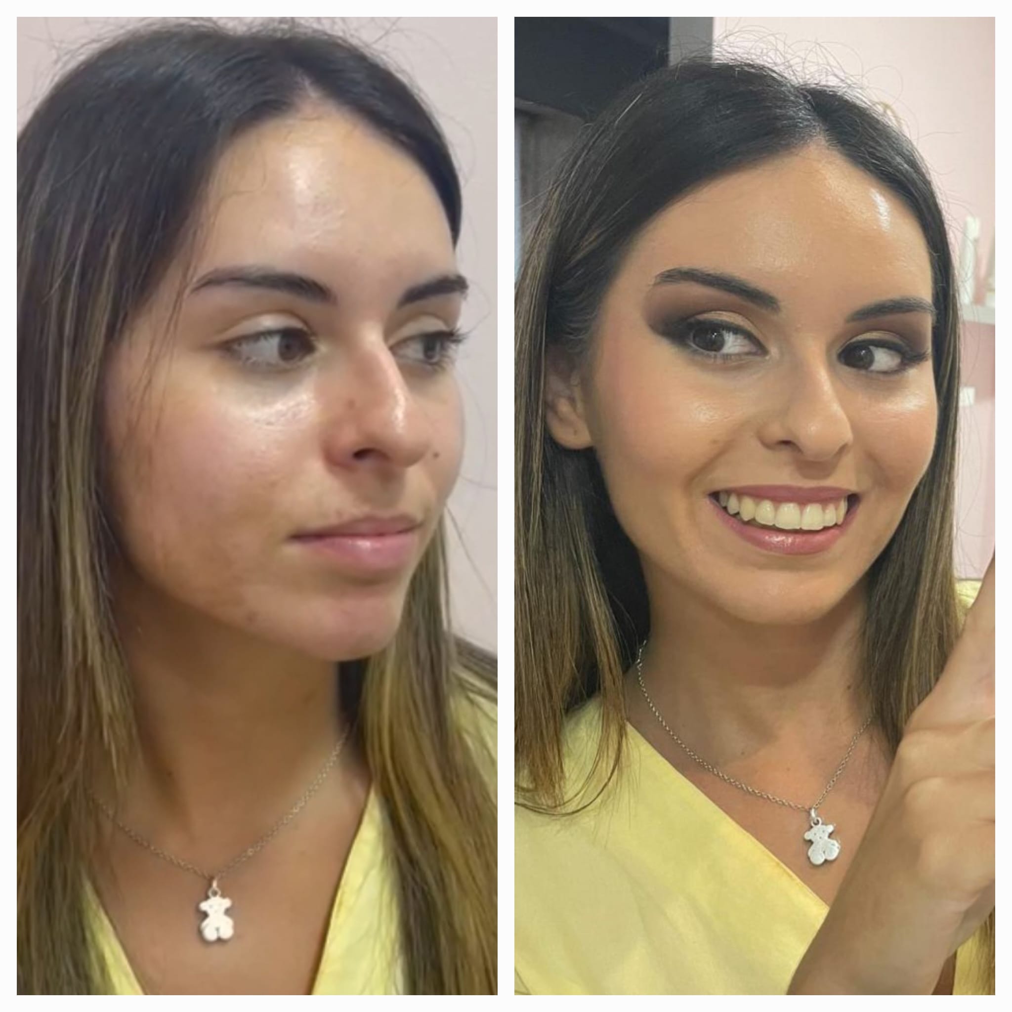Antes y después de maquillaje profesional en Loly Fajardo Beauty Studio